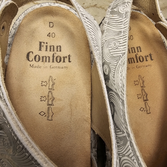 Finn Comfort Womens Silver Metallic Swirl Leather Sandals Size EU 40/US 9-9.5 - Picture 9 of 12